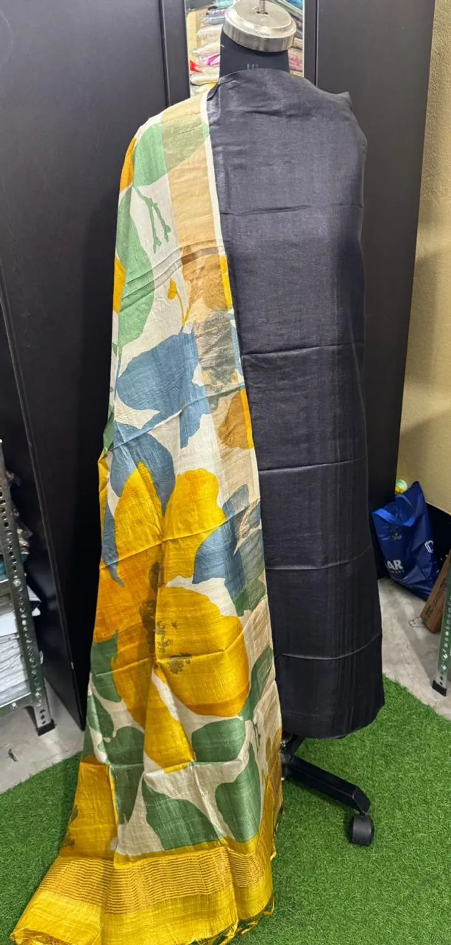 Pure Handloom Tussar Silk  Hand block Printed Dress Materials